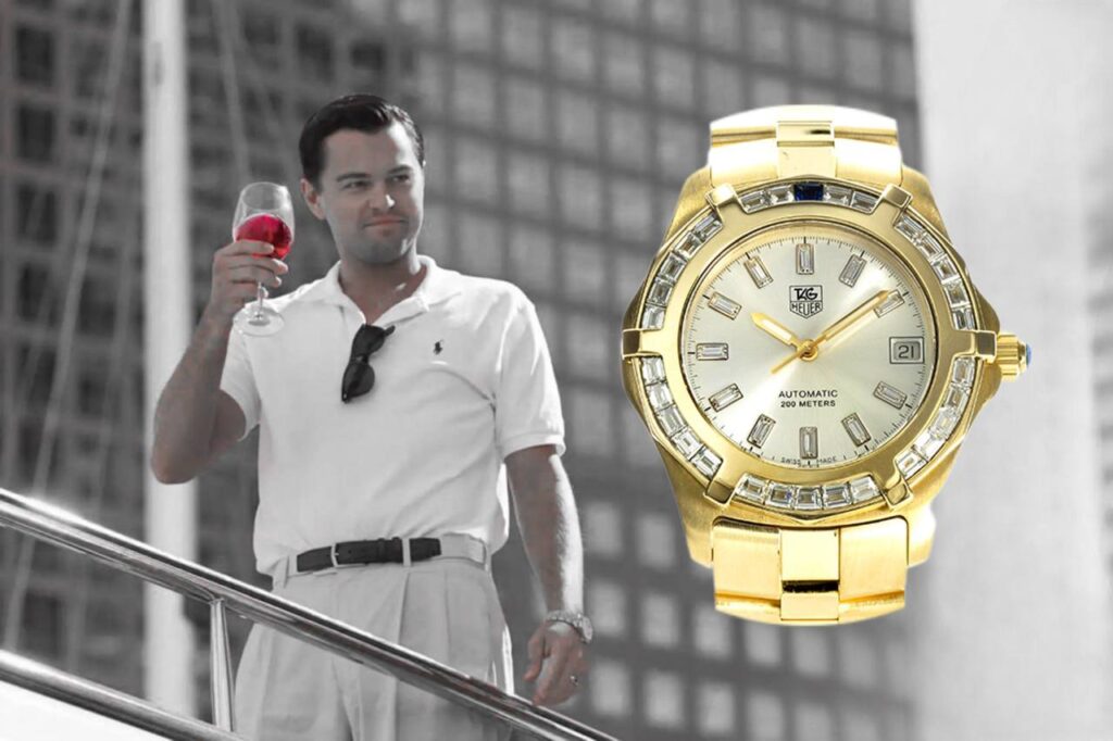 ساعت مچی گران قیمت تگ هویر سری 2000 رفرنس wn5141 طلای واقعی 18 عیار با برچسب قیمت 40 هزار دلاری در دستان دیکاپریو در فیلم گرگ وال استریت 